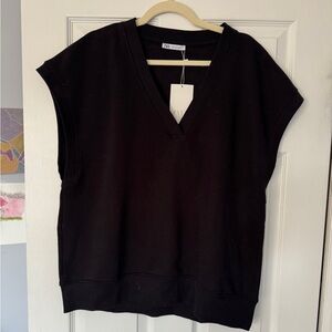 Zara Plush Black V-Neck Sleeveless Top / Vest
